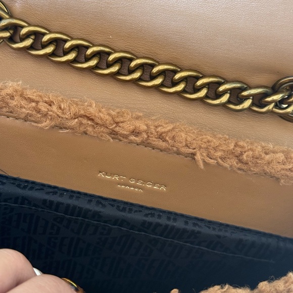 Kurt Geiger Kensington Faux Fur Plush Crossbody Bag Brown Camel - Picture 5 of 8